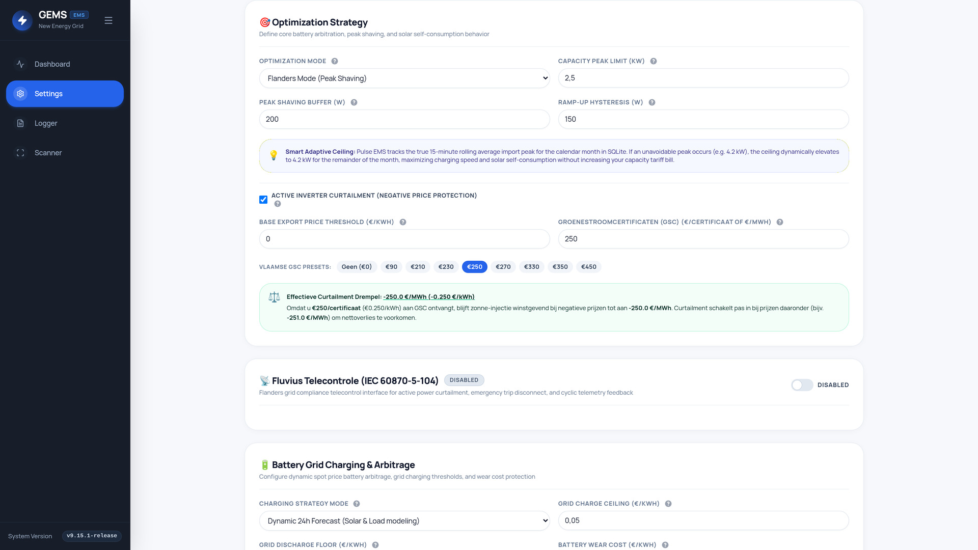 GRID-EMS Optimization Strategy & Peak Shaving