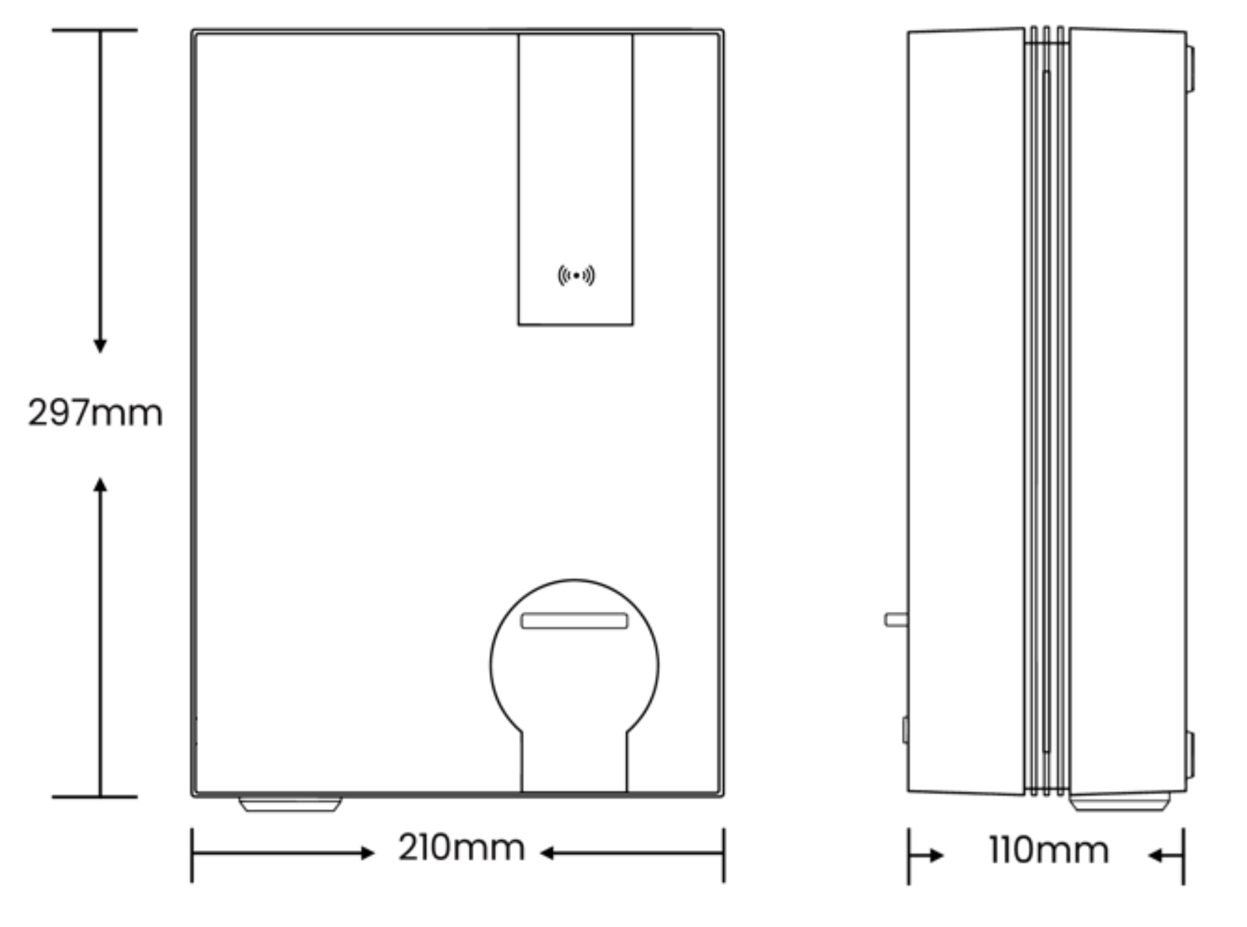 NEX Technical Drawing 297x210x110mm